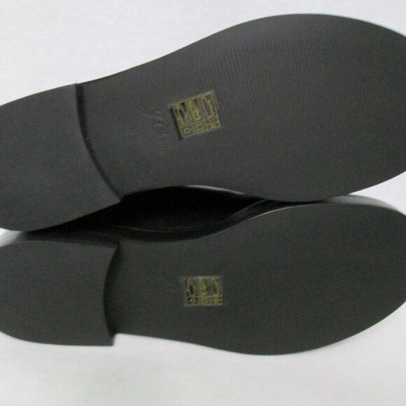 Crew Black Italian Leather Rib-Cuff Ankle Boots-Black/Gray-Various-NIB - Picture 7 of 13